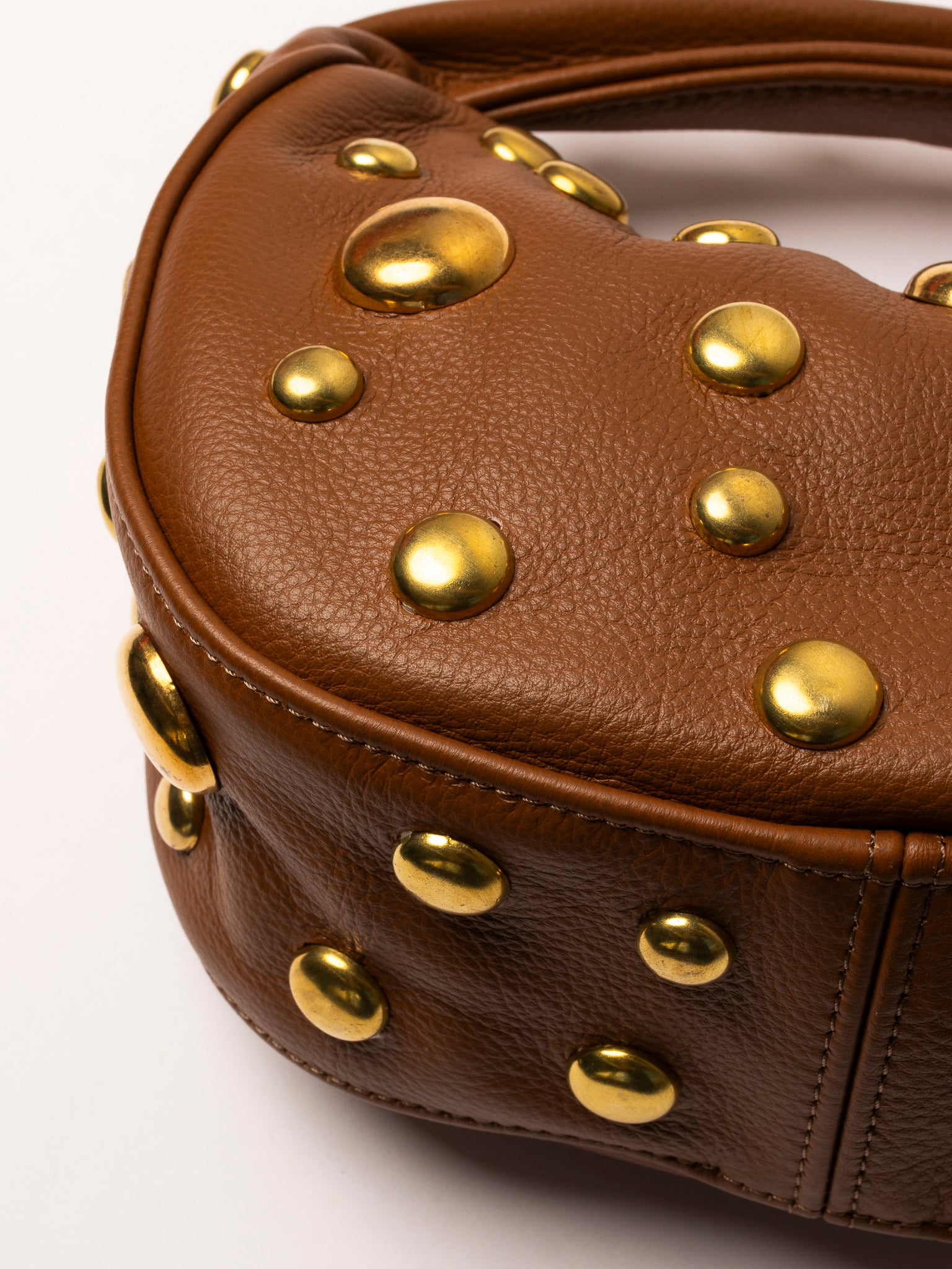 Danielle Bernard - Brown Leather Gold Stud Bag