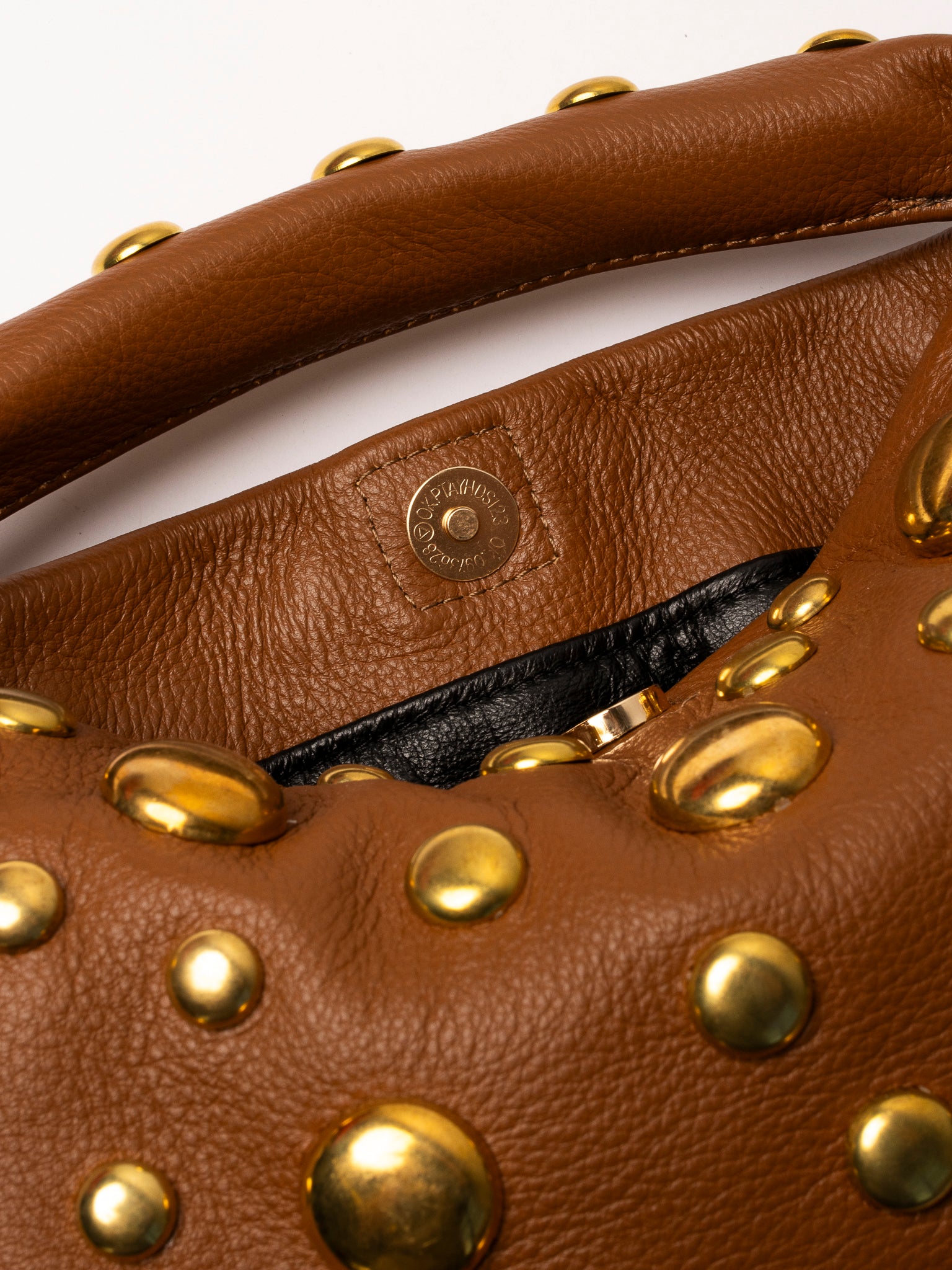 Danielle Bernard - Brown Leather Gold Stud Bag