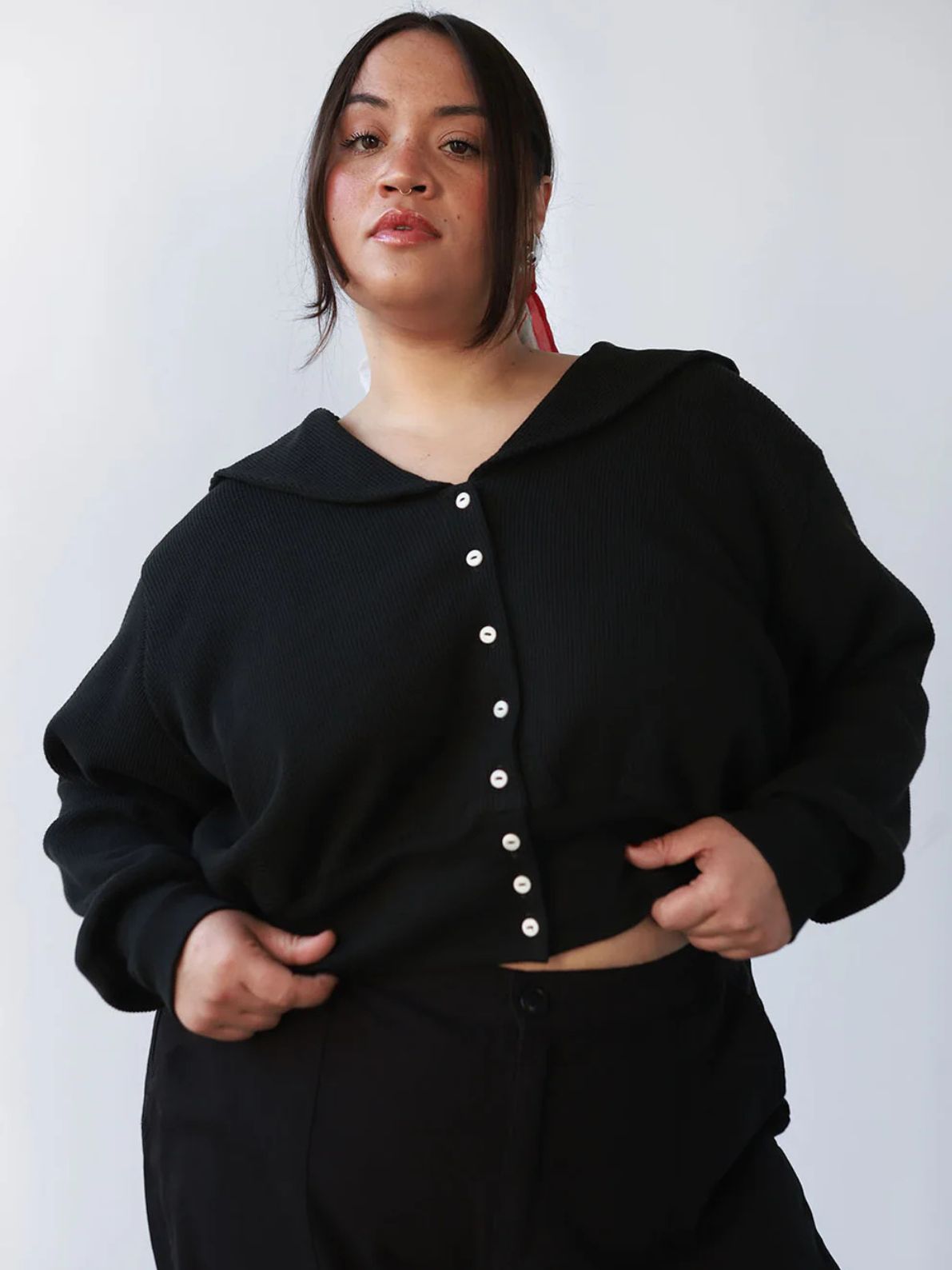 Noble - Ash Waffle Sailor Cardigan (XL-3X)