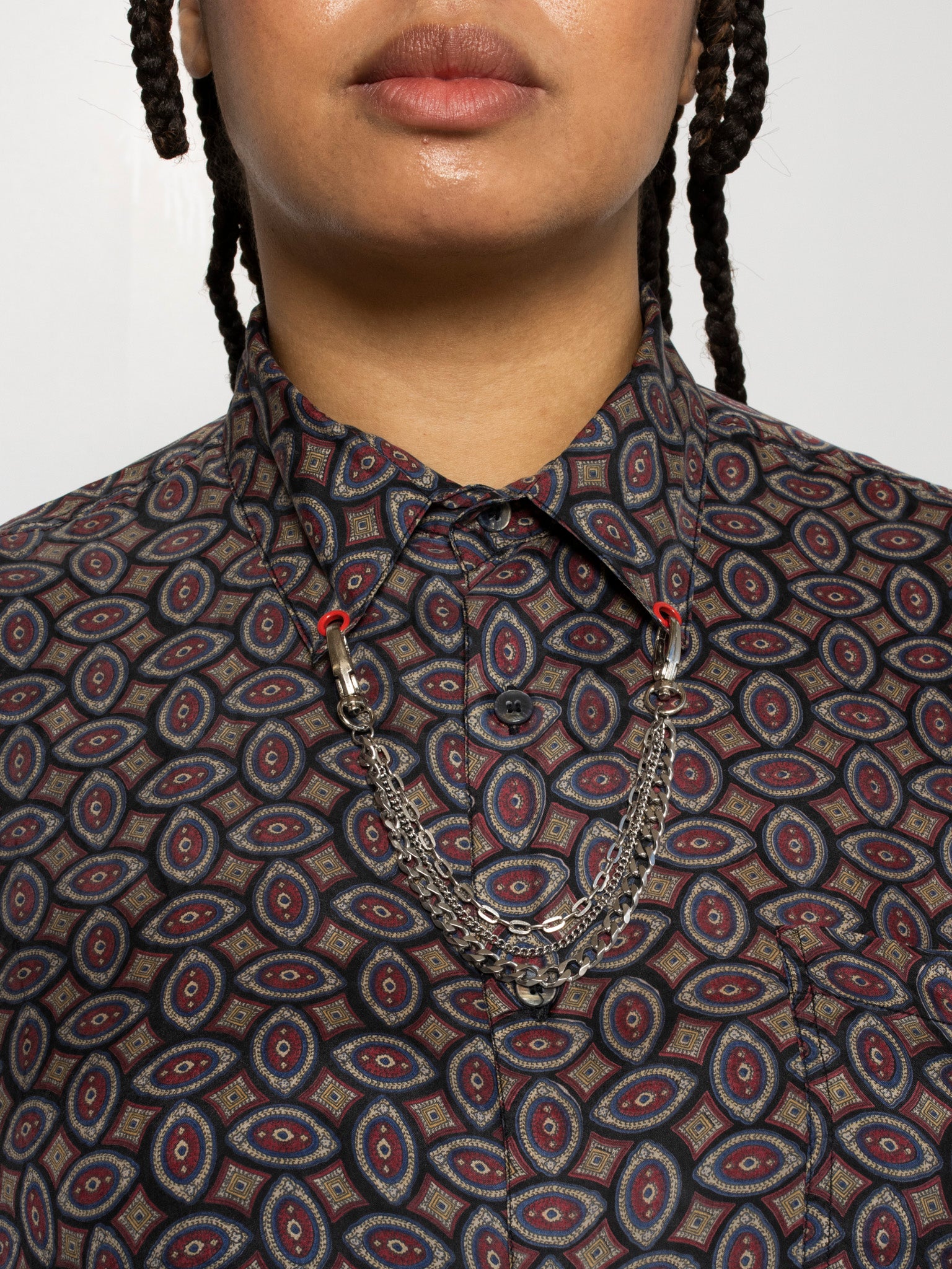 Shop Journal - Silk Chain Collar Button Down