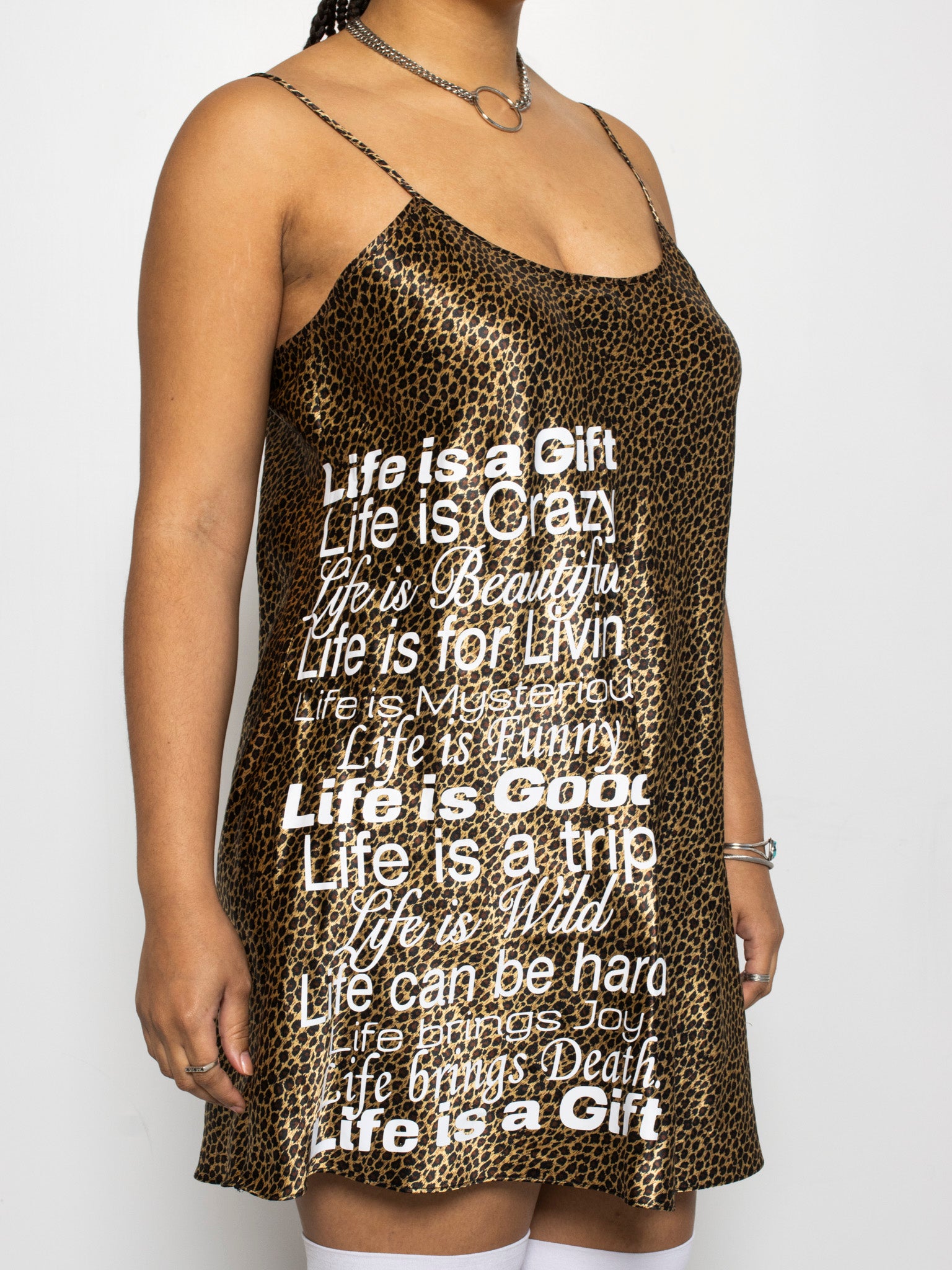 Sweet D x BRZ - "Life is a Gift" Leopard Slip Dress