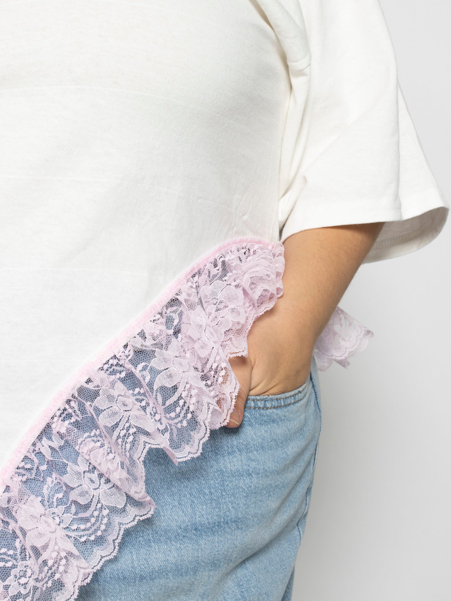 Shop Journal - White Negligee Tee with Pink Lace (3X)