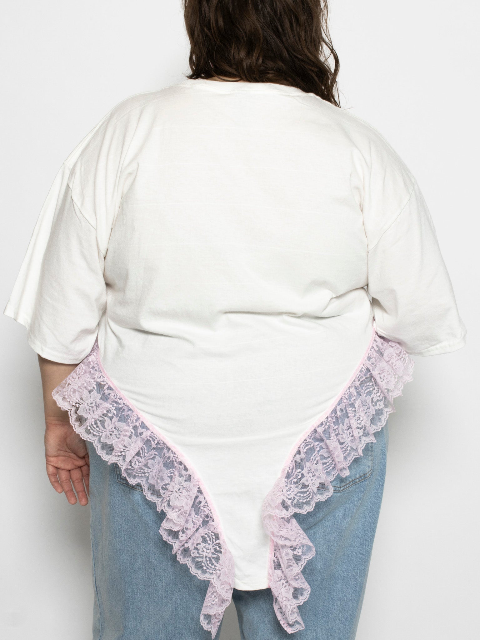 Shop Journal - White Negligee Tee with Pink Lace (3X)