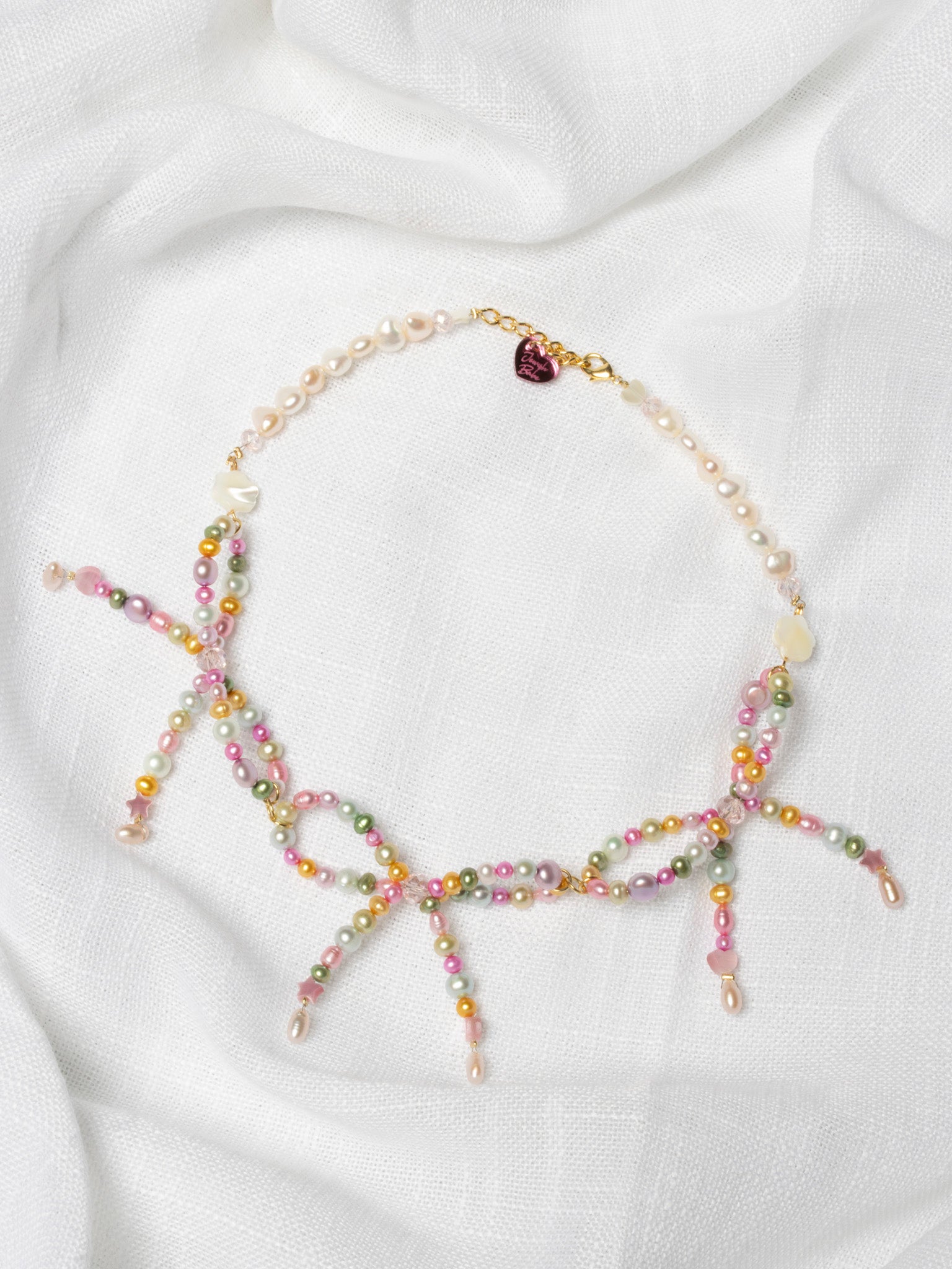 Jewels by Jewish Babe - Rainbow Triple Bow Necklace