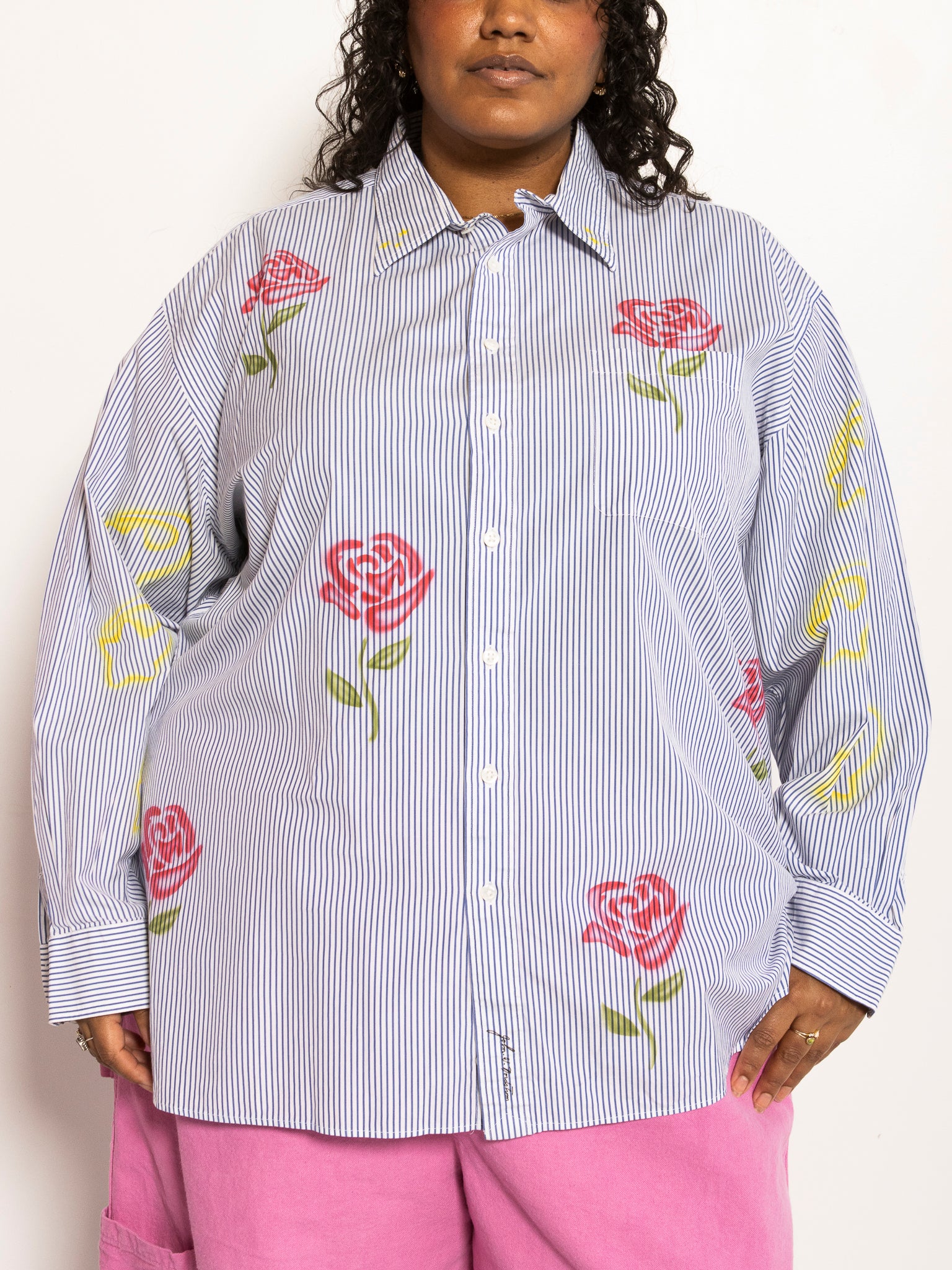 Femlord x BRZ - Valentine's Blue Stripe Rose Shirt (2X)