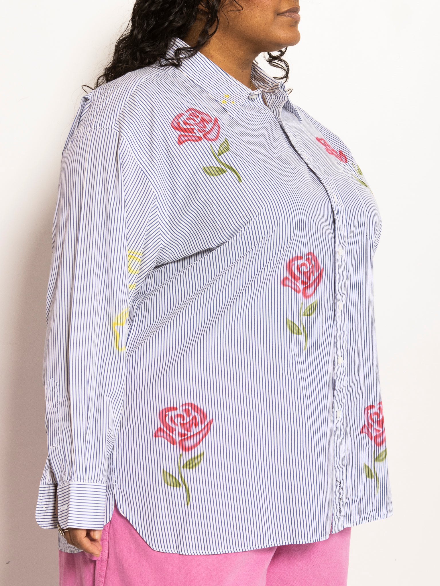 Femlord x BRZ - Valentine's Blue Stripe Rose Shirt (2X)