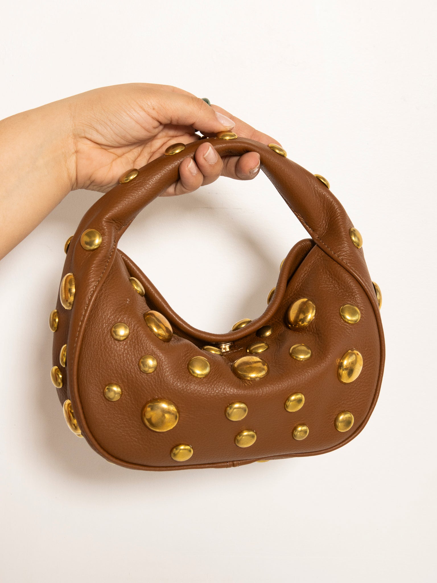 Danielle Bernard - Brown Gold Stud Bag