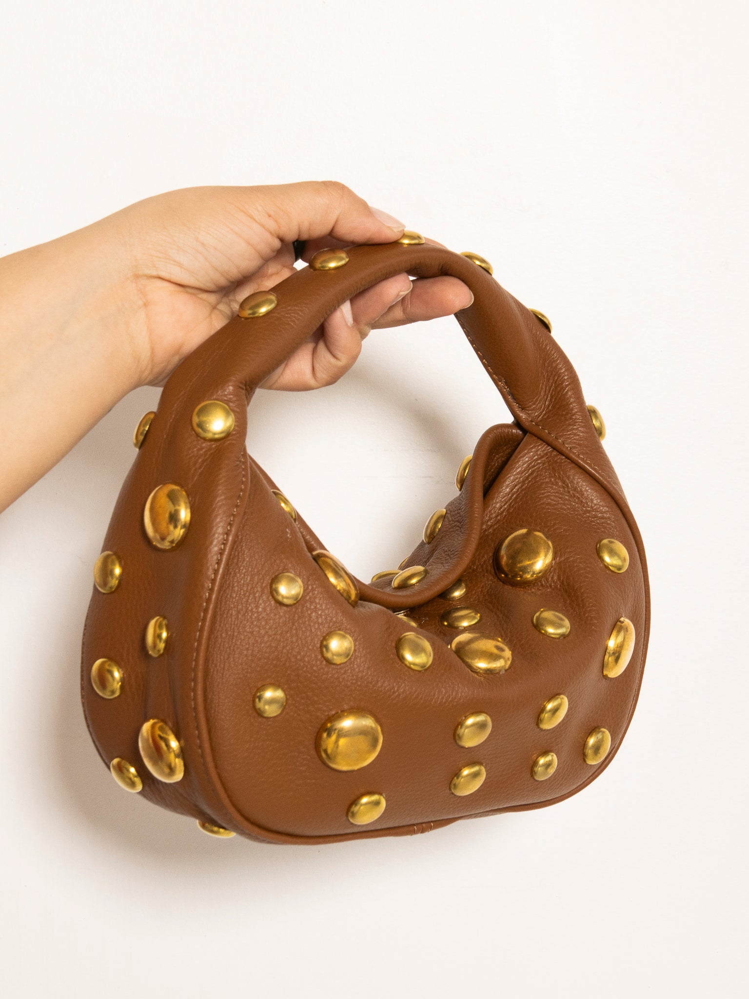 Danielle Bernard - Brown Gold Stud Bag