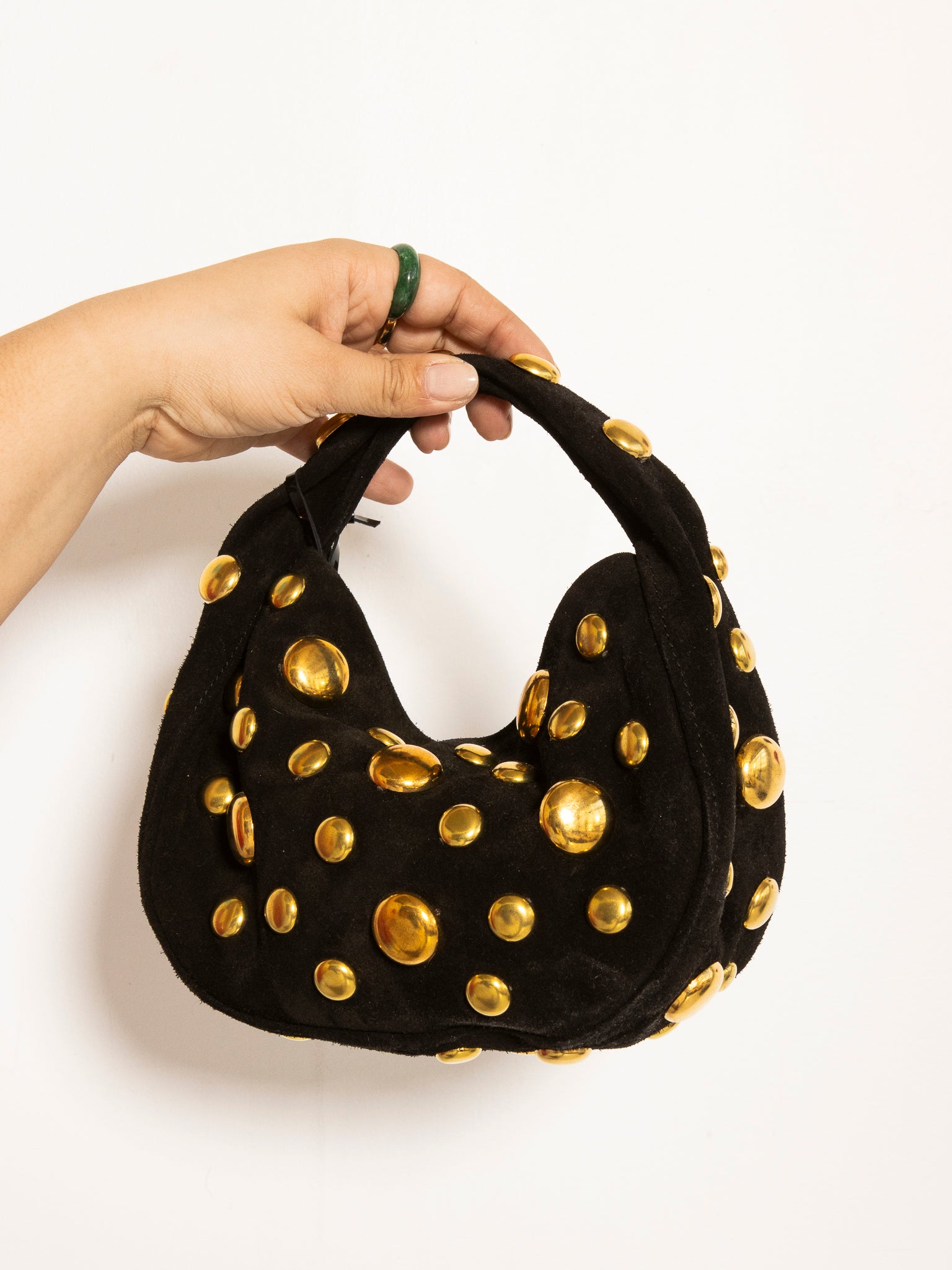 Danielle Bernard - Black Gold Suede Stud Bag