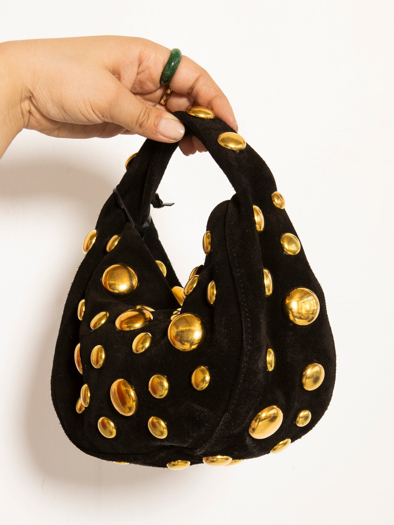 Danielle Bernard - Black Gold Suede Stud Bag