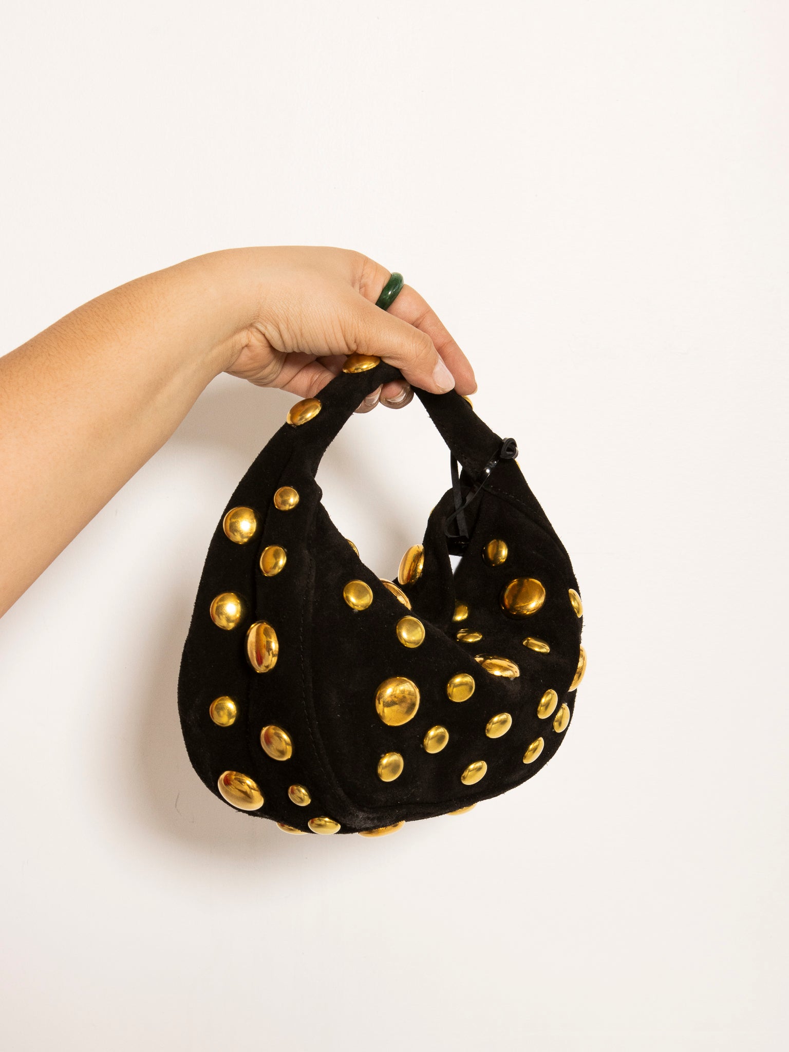 Danielle Bernard - Black Gold Suede Stud Bag