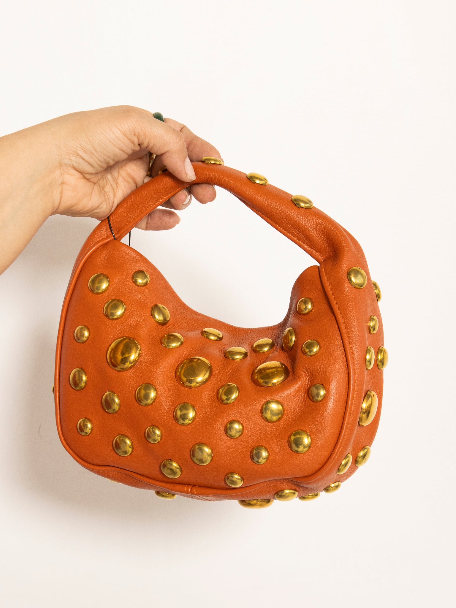 Danielle Bernard - Orange Gold Stud Bag