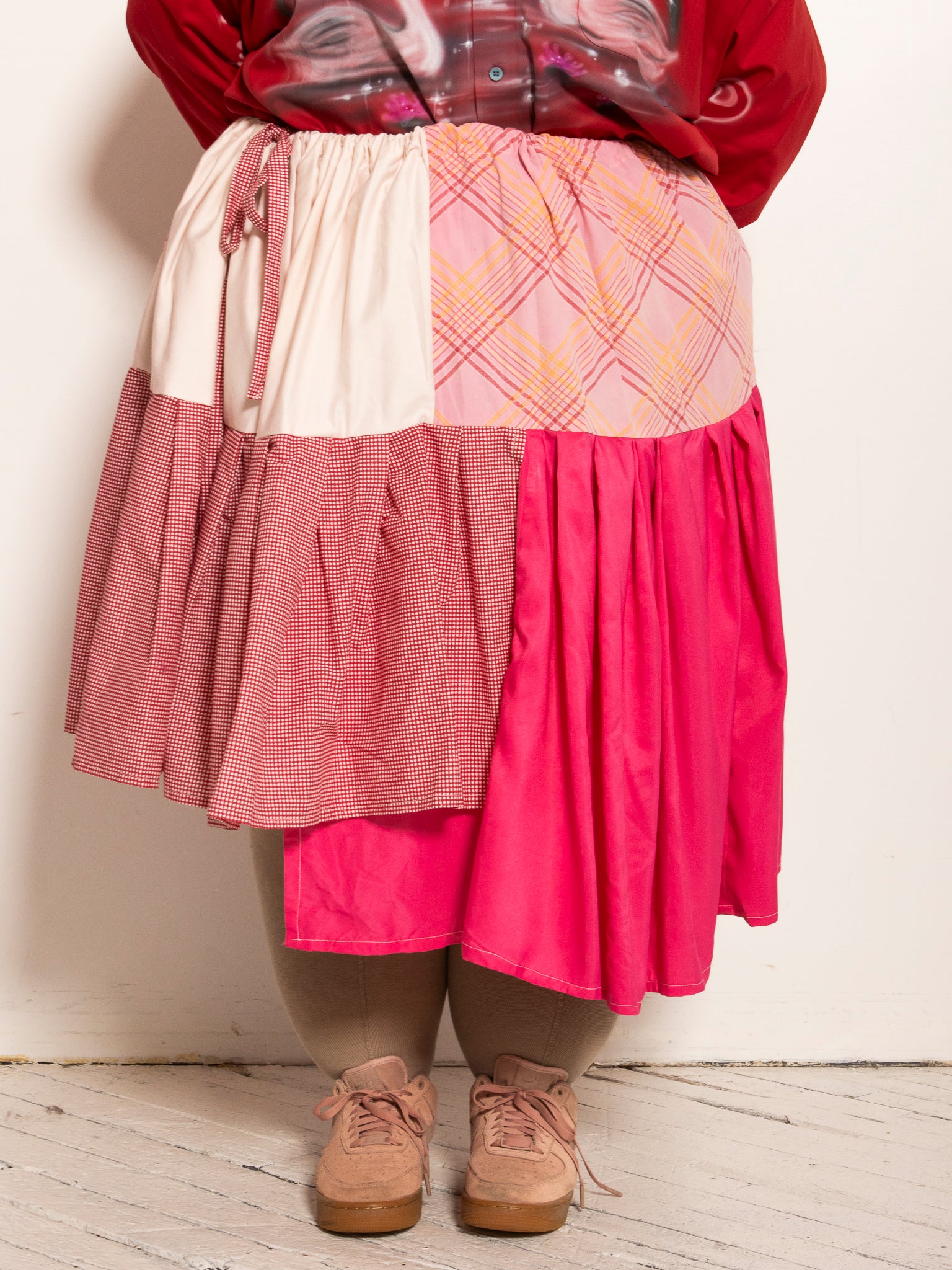 makmak - Pink Patchwork Asymmetrical Skirt (S-5X)