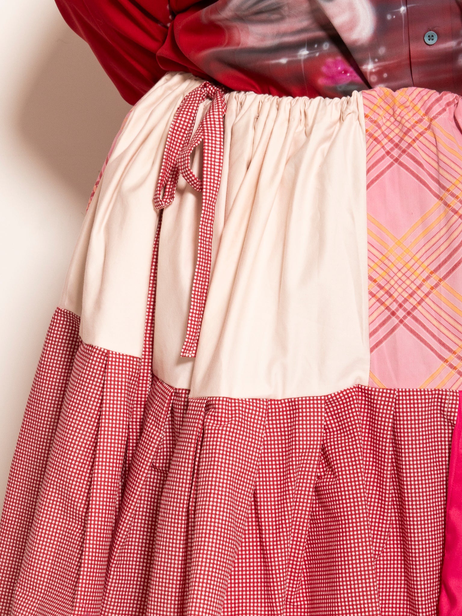 makmak - Pink Patchwork Asymmetrical Skirt (S-5X)