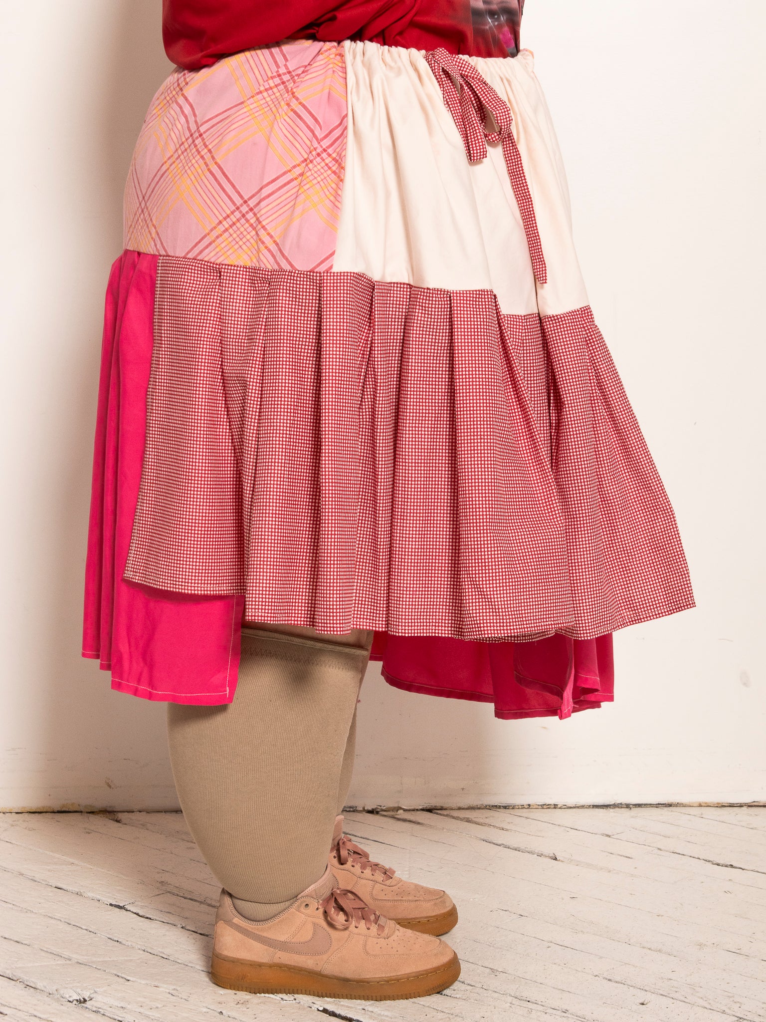 makmak - Pink Patchwork Asymmetrical Skirt (S-5X)