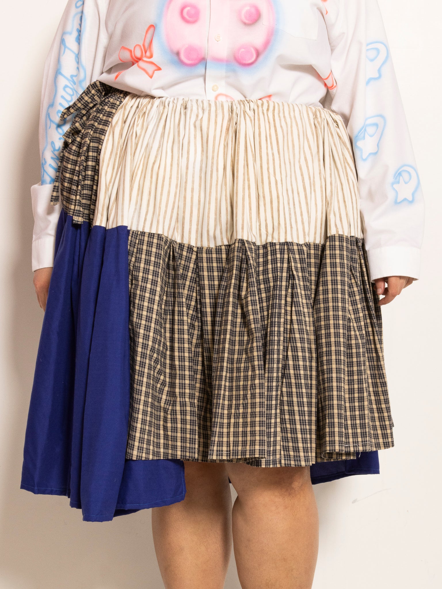 makmak - Blue Plaid Asymmetrical Skirt (S-5X)