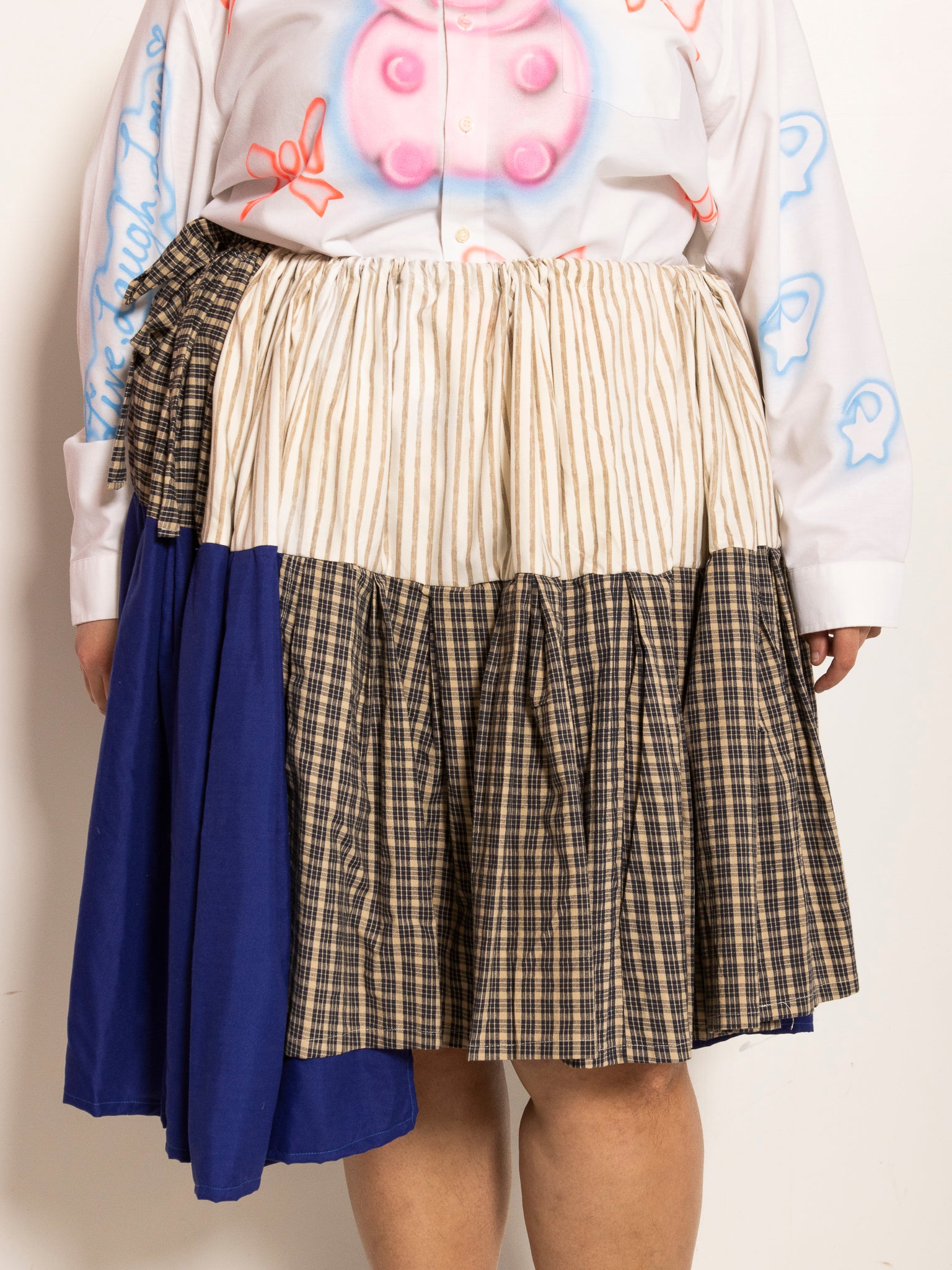 makmak - Blue Plaid Asymmetrical Skirt (S-5X)