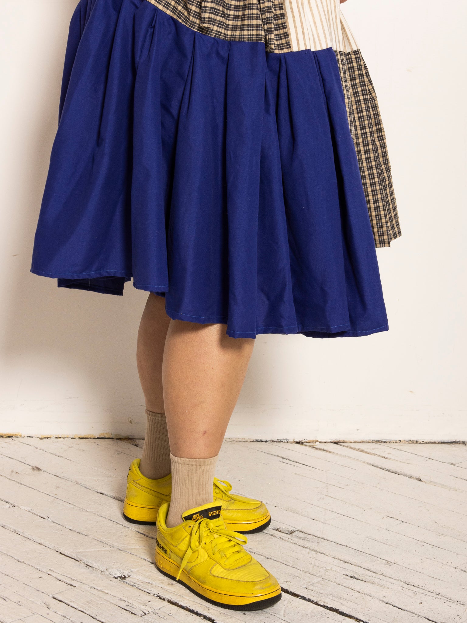 makmak - Blue Plaid Asymmetrical Skirt (S-5X)