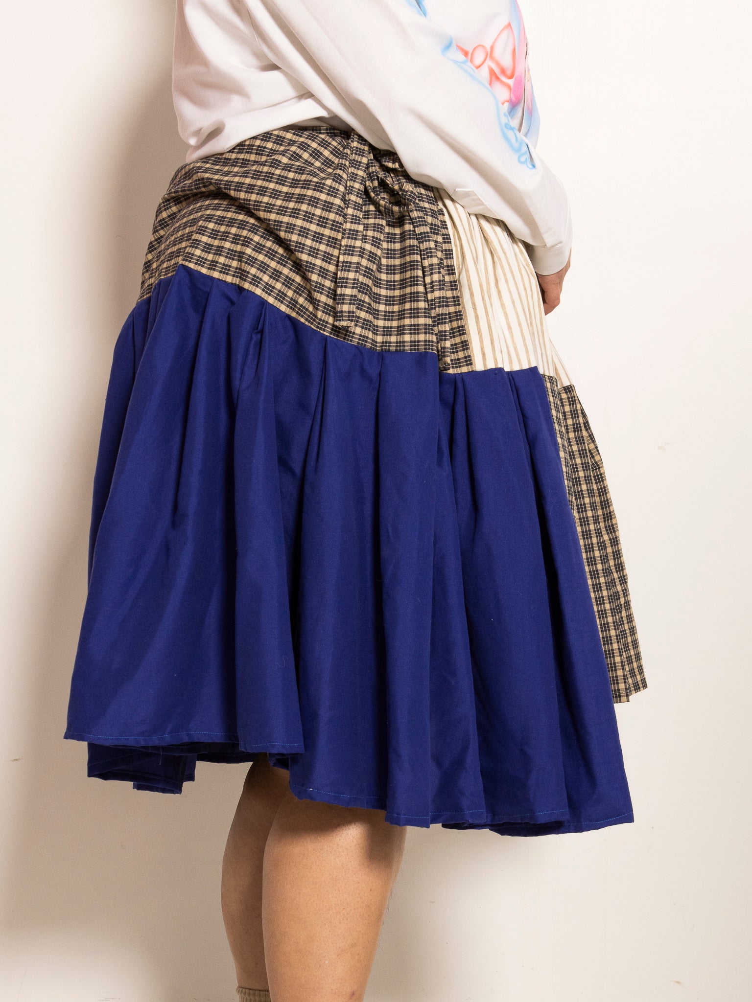 makmak - Blue Plaid Asymmetrical Skirt (S-5X)