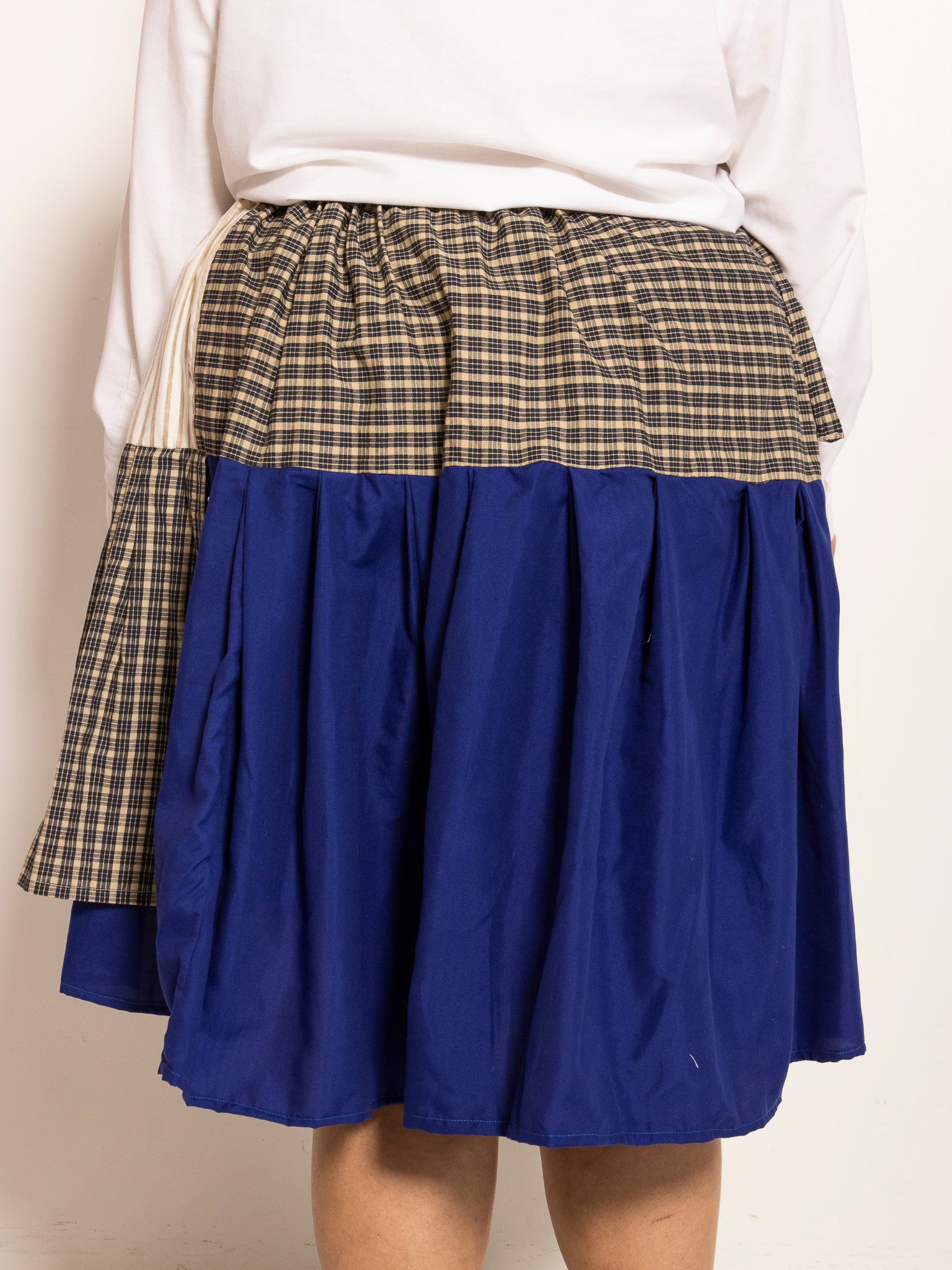 makmak - Blue Plaid Asymmetrical Skirt (S-5X)