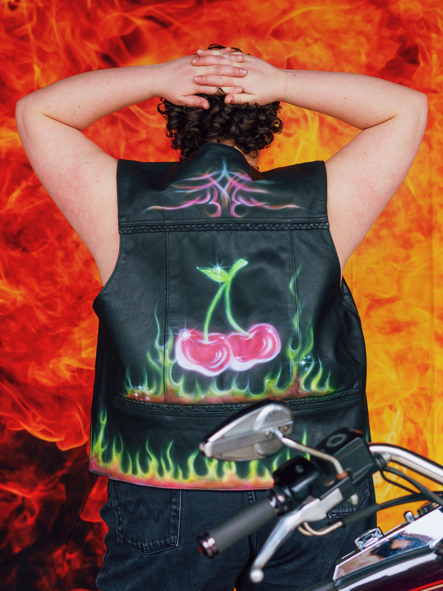 BRZ x Femlord - Cherry Leather Biker Vest