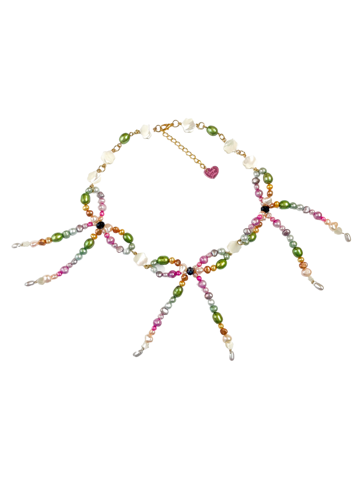 Jewish Babe - Rainbow Confetti Triple Bow Necklace
