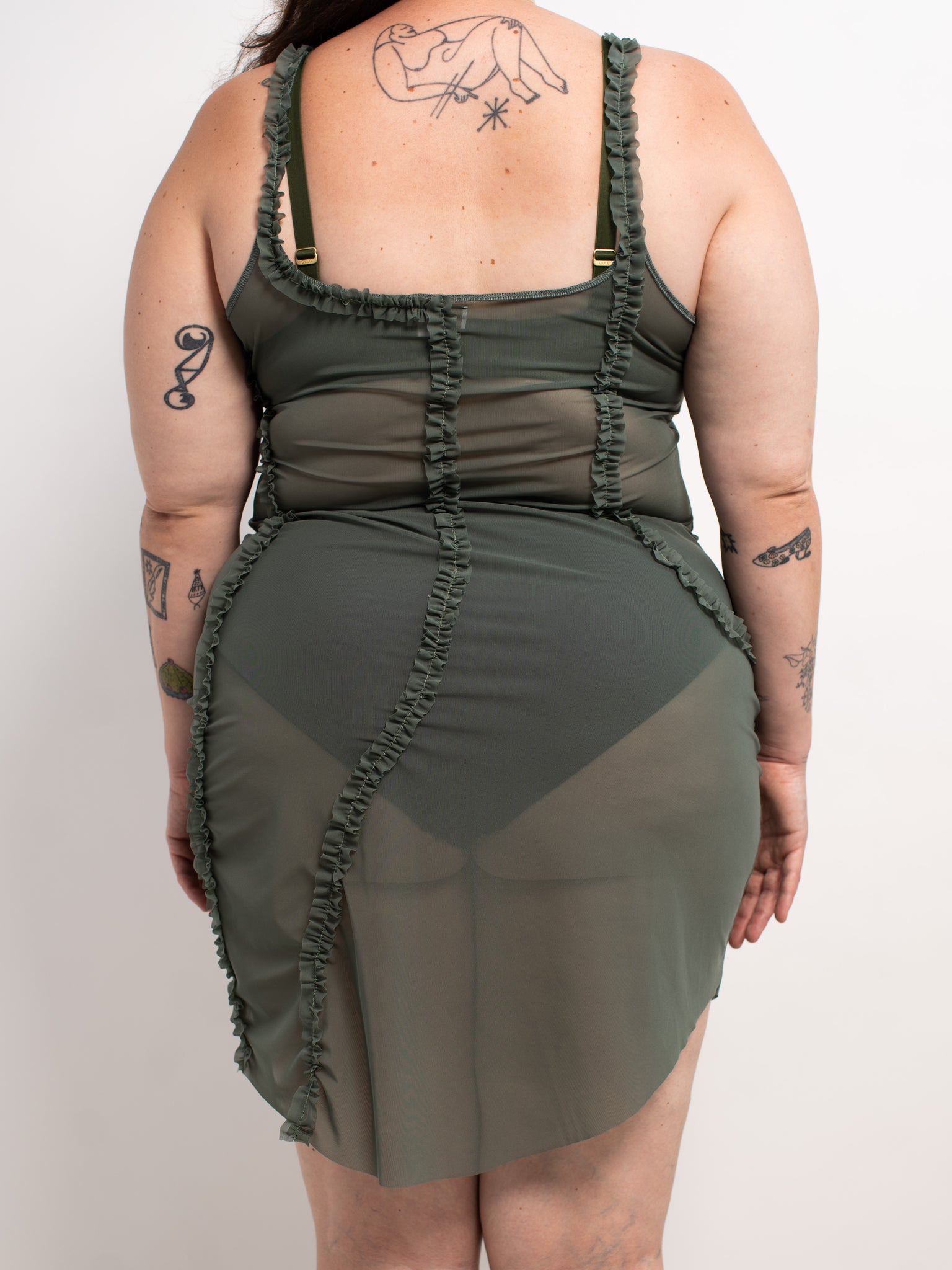 Greta Garmel - Sheer Mesh Ruffle Dress