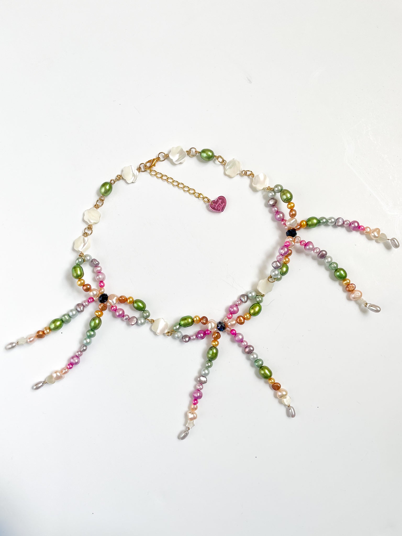 Jewish Babe - Rainbow Confetti Triple Bow Necklace
