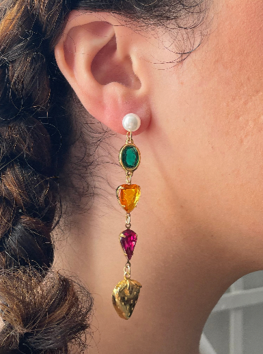 HTT x BRZ - Multicolor Asymmetrical Dangle Earrings