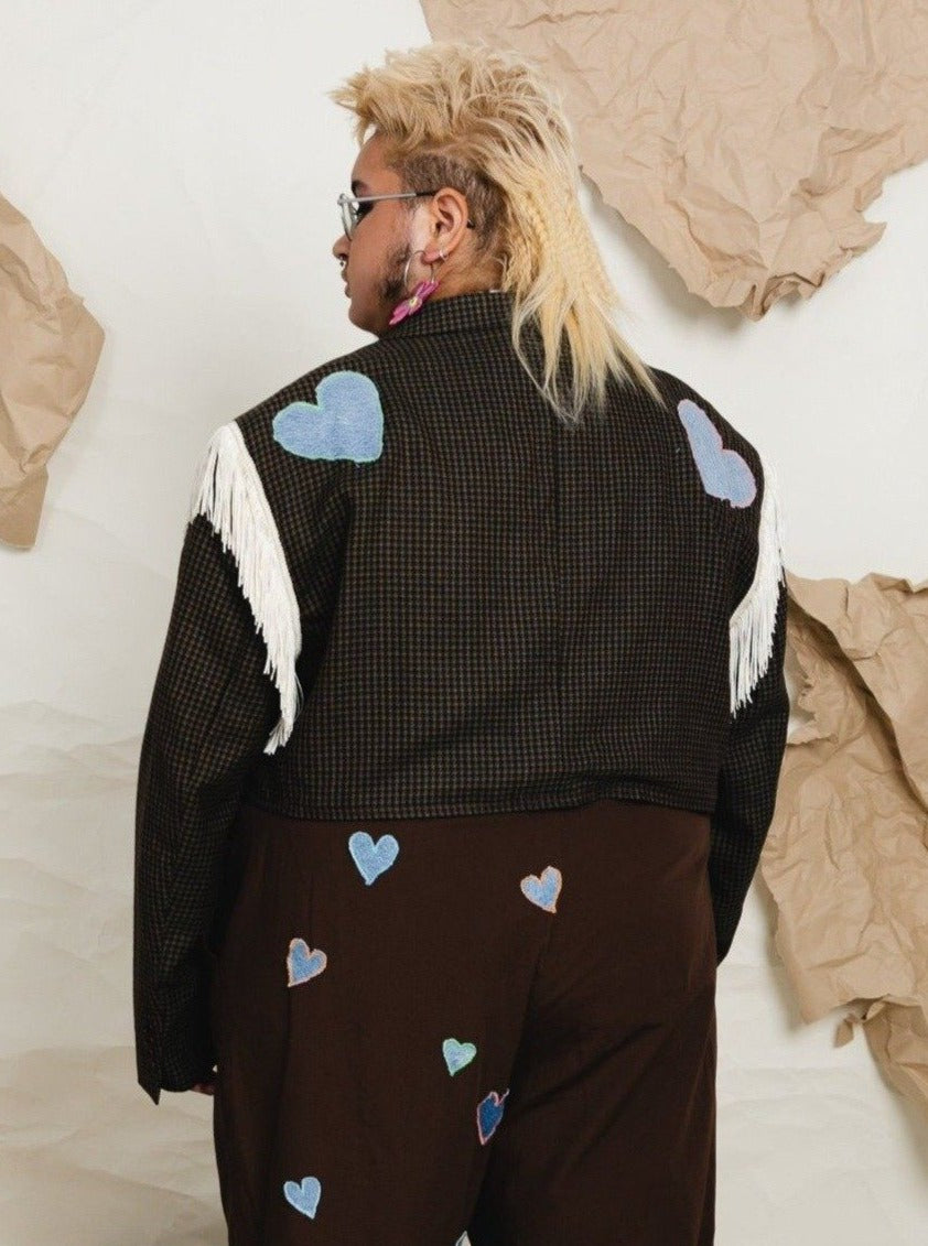 SJ x BRZ - Cropped Heart Fringe Jacket